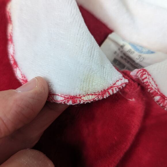 Vtg Romper Baby Girls Sz 0-6m Red Velour Heart Valentines One Piece - Picture 7 of 9